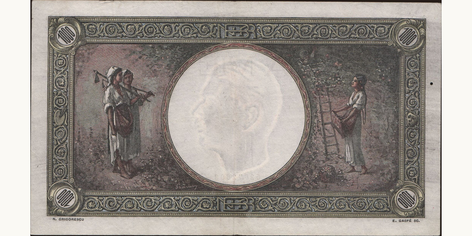 1000 lei Romania 1939 — Back side