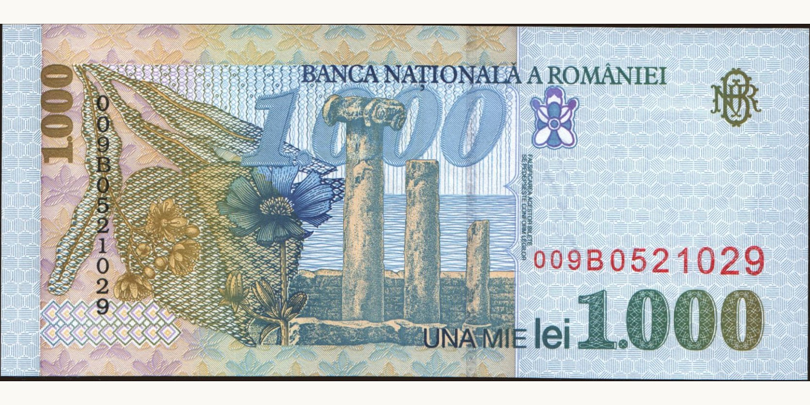 1000 lei Romania 1998 — Back side