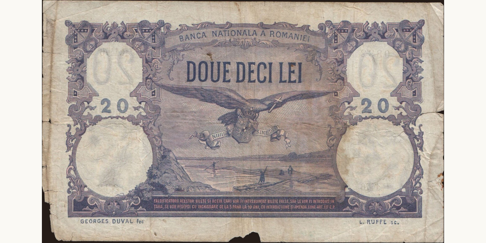 20 lei Румыния 1915 — Оборотная сторона