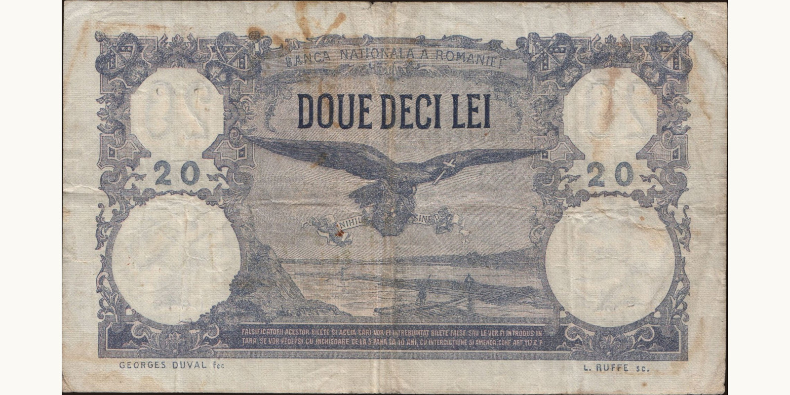 20 lei Romania 1920 — Back side