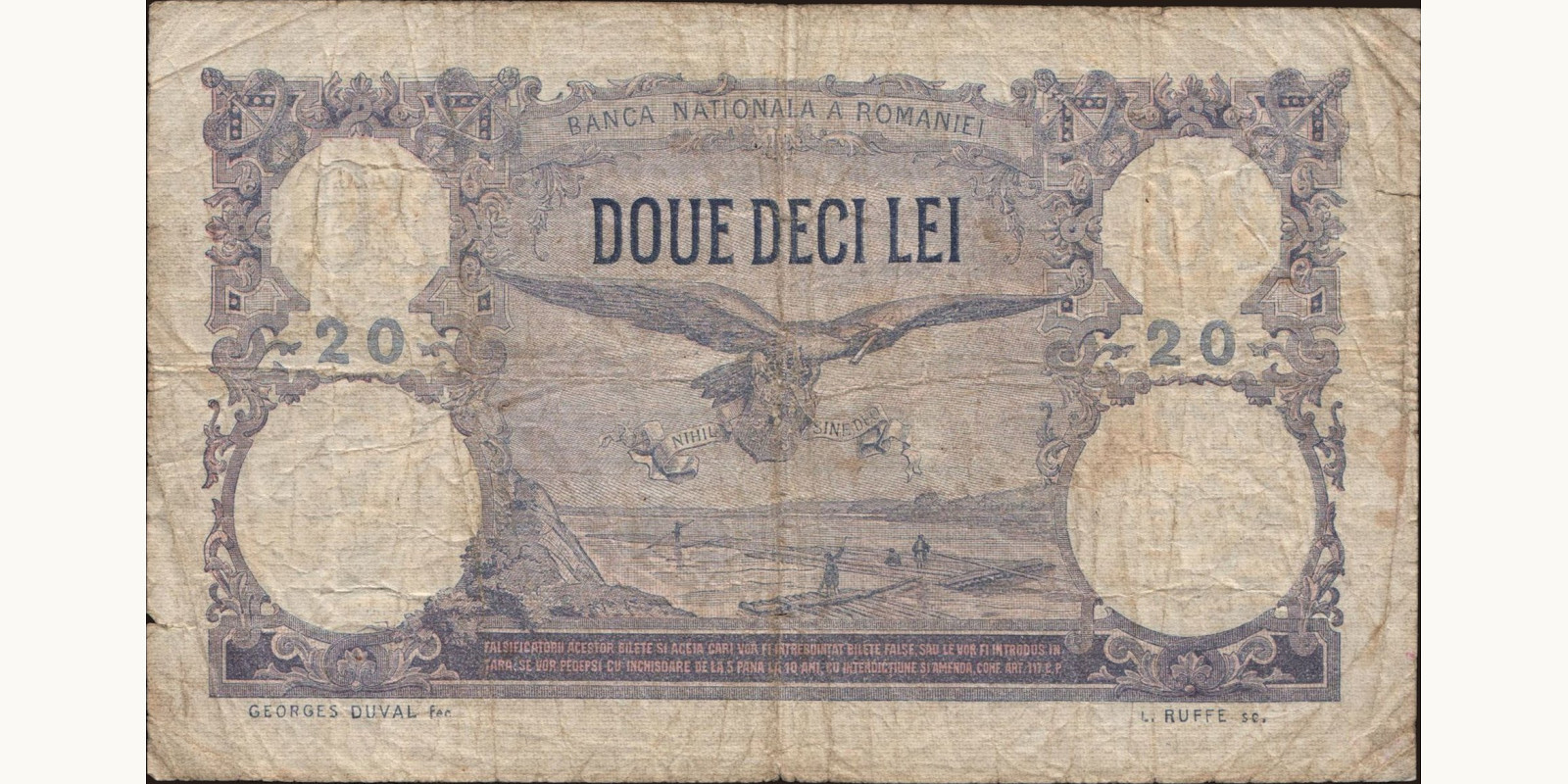 20 lei Romania 1921 — Back side