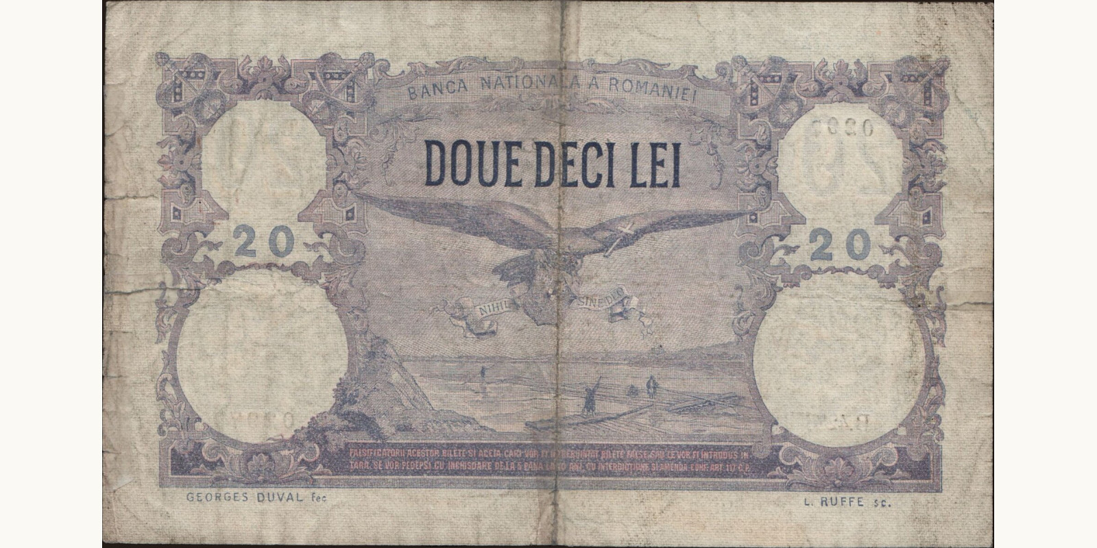 20 lei Romania 1922 — Back side