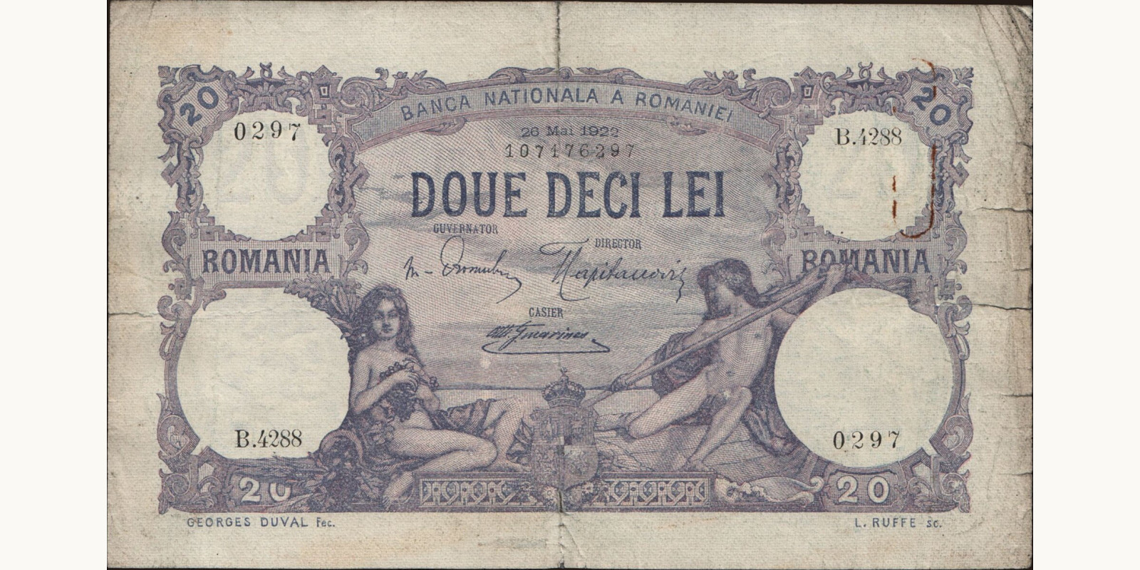20 lei Romania 1922 — Front side