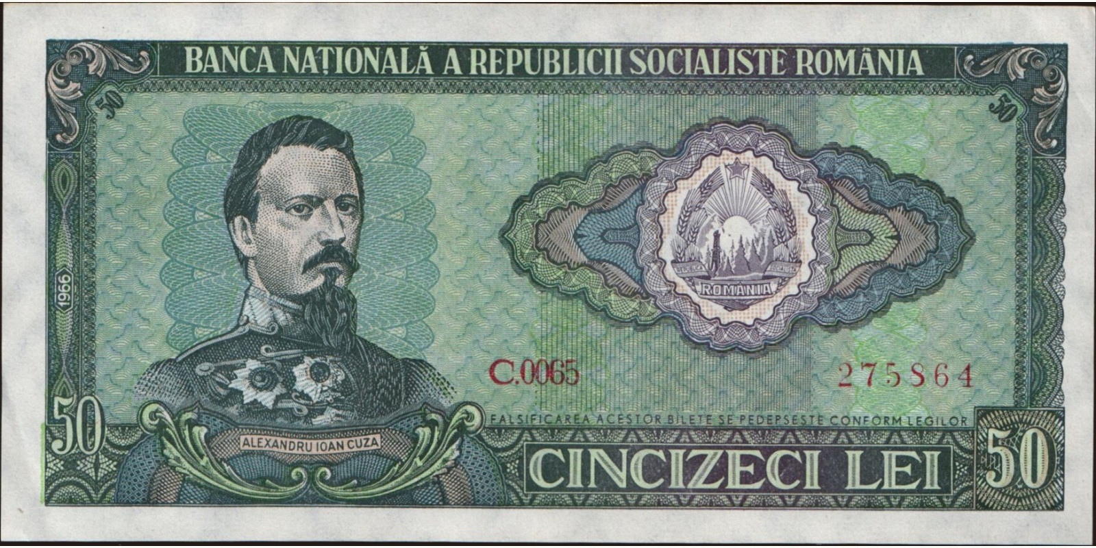 50 lei Romania 1966 — Front side