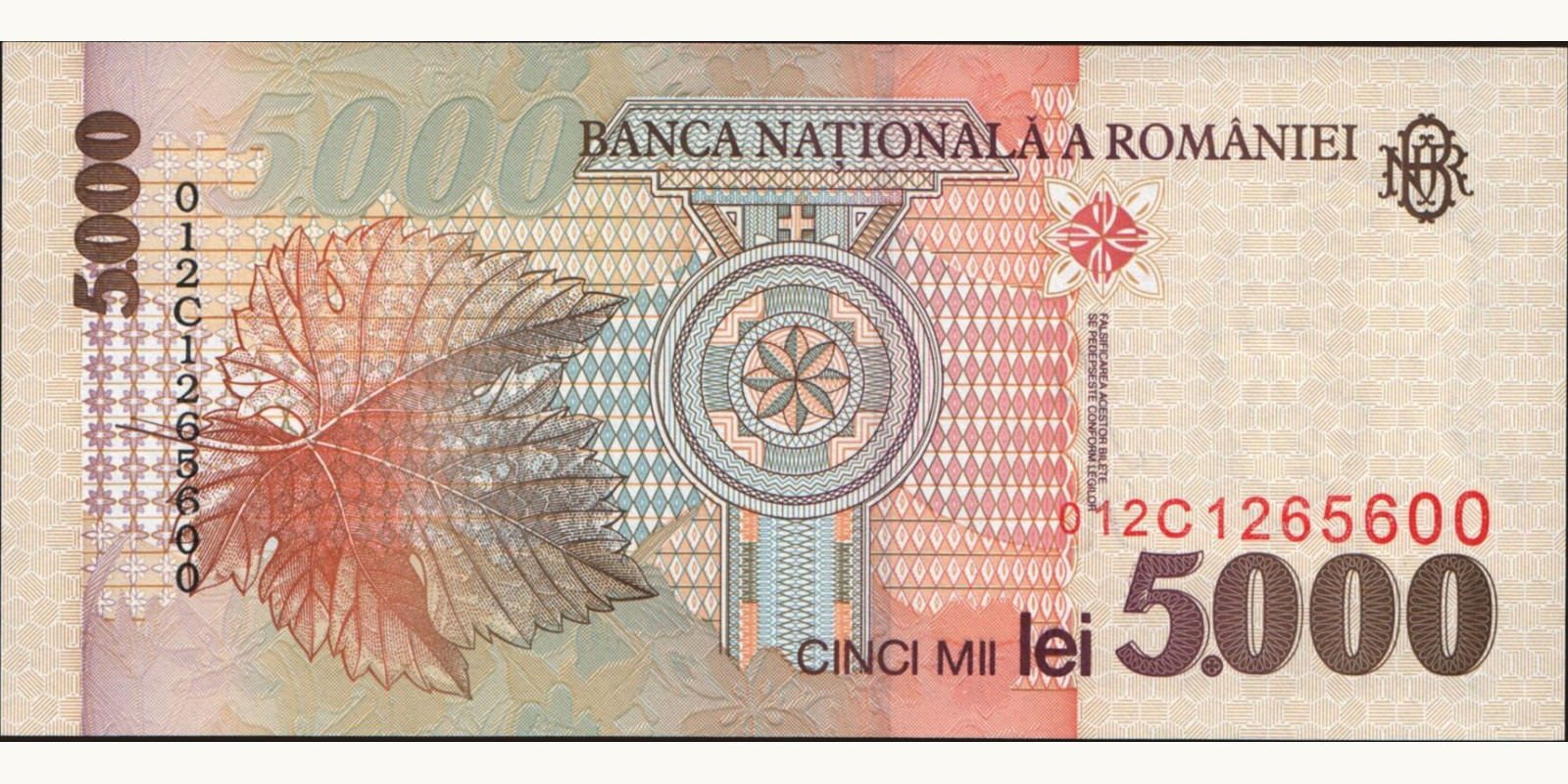 5000 lei Румыния 1998 — Оборотная сторона