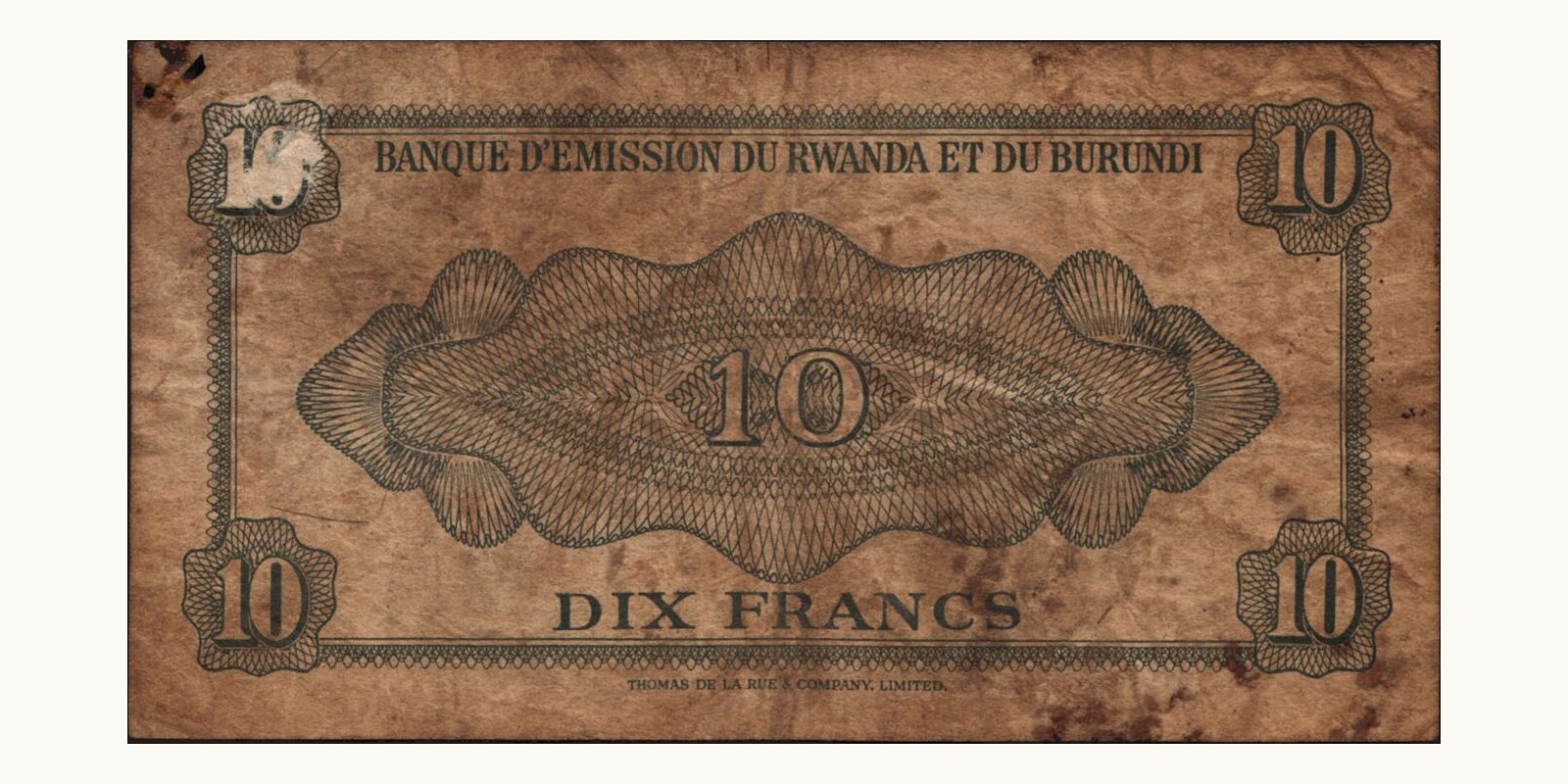 10 franc Rwanda 1960 — Back side