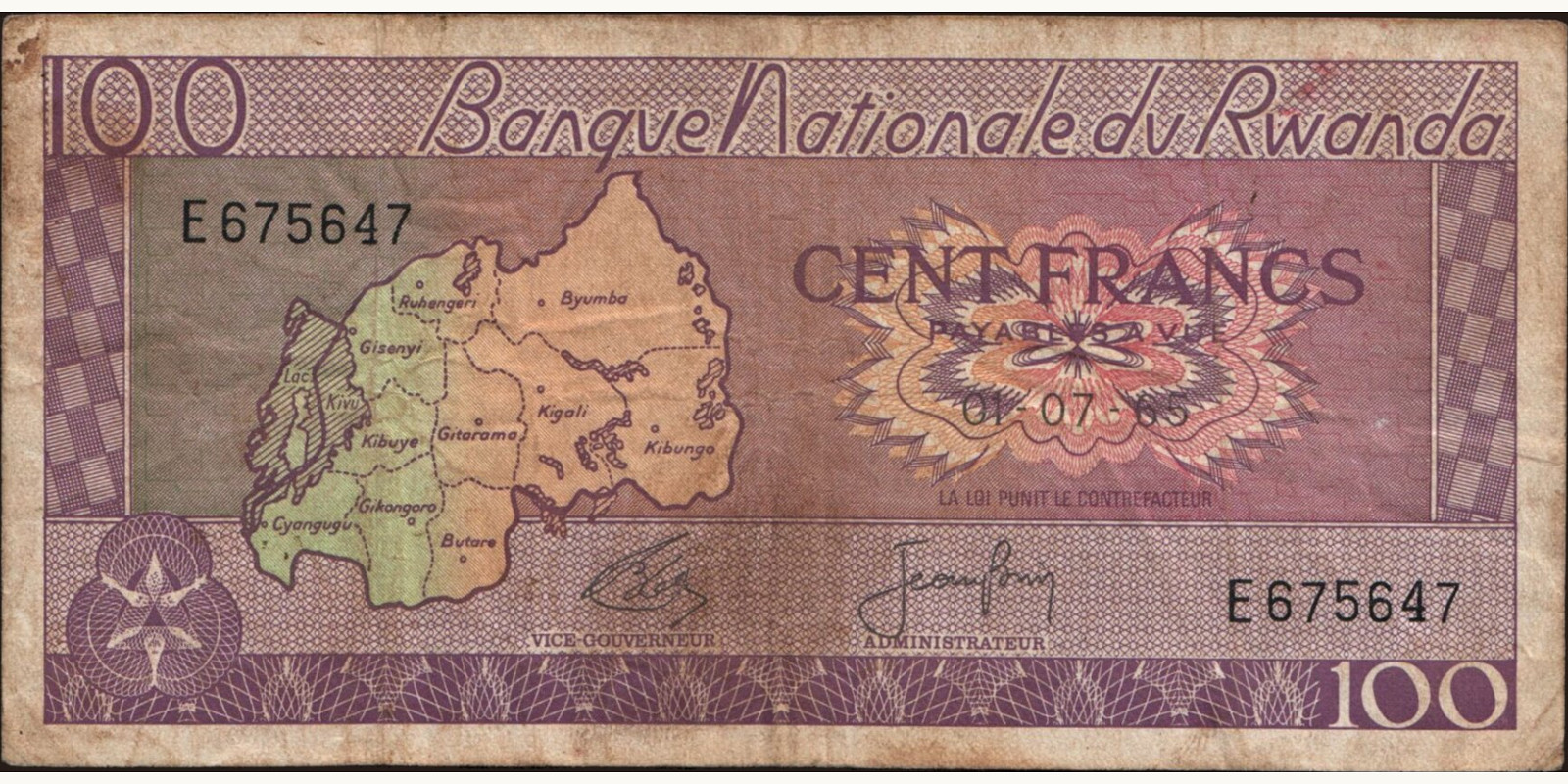 100 franc 1965