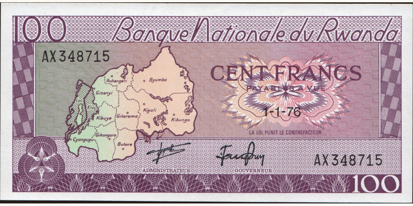 100 franc 1976
