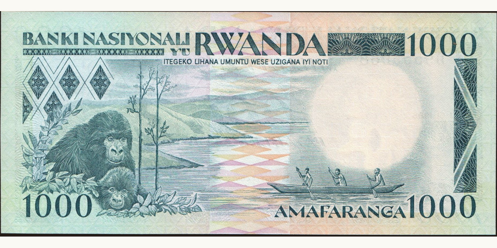 1000 franc Руанда 1988 — Оборотная сторона