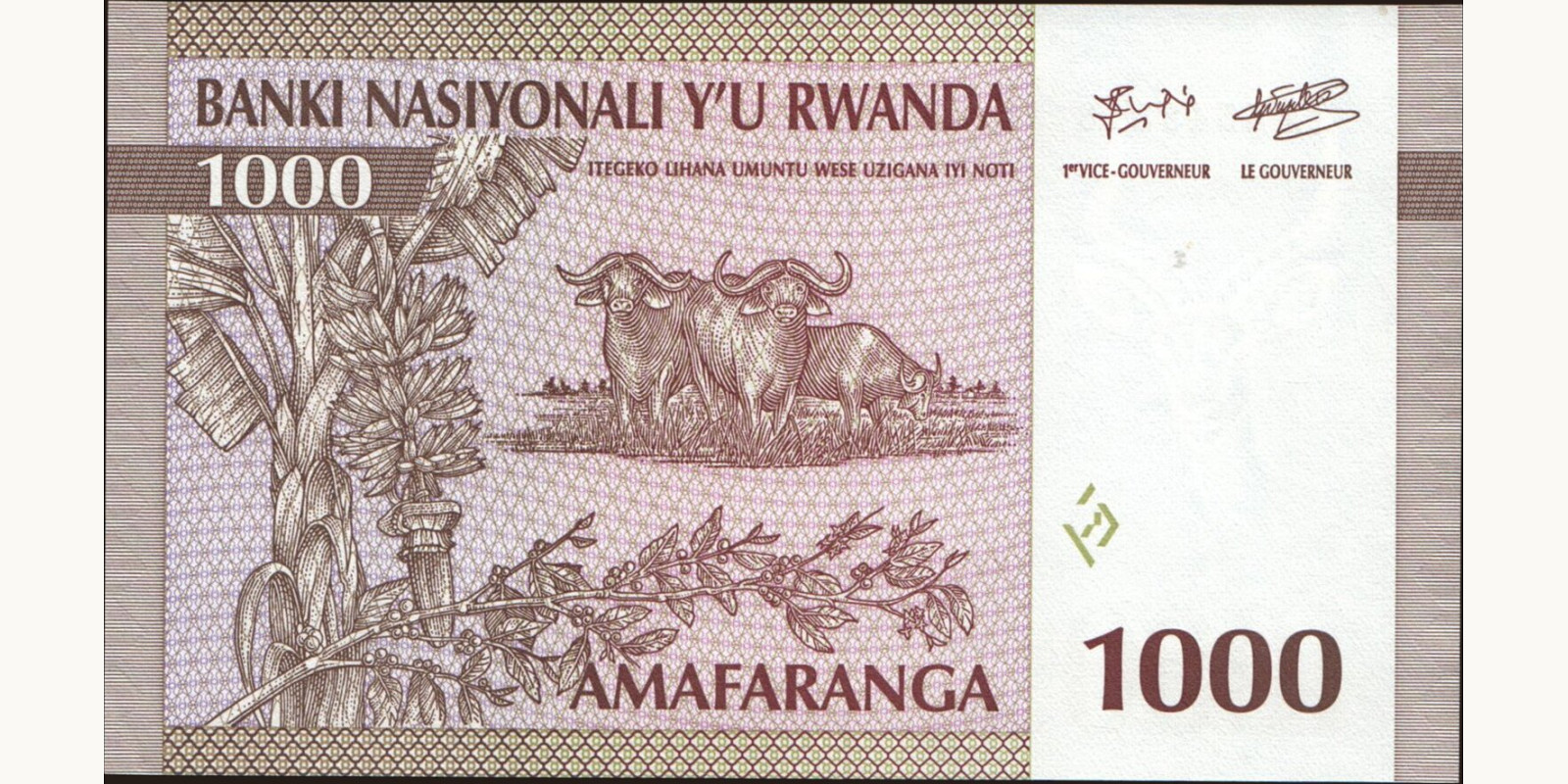 1000 franc Руанда 1994 — Оборотная сторона