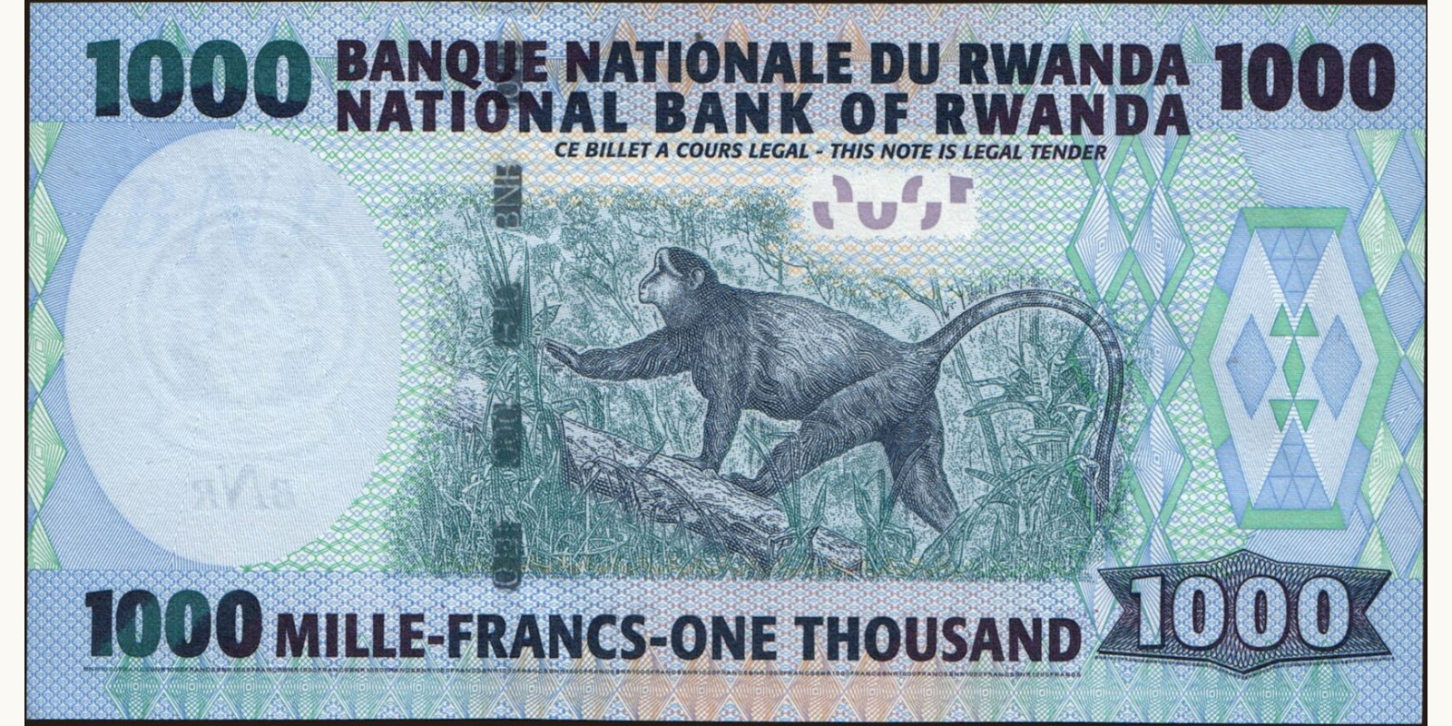 1000 franc Руанда 2004 — Оборотная сторона