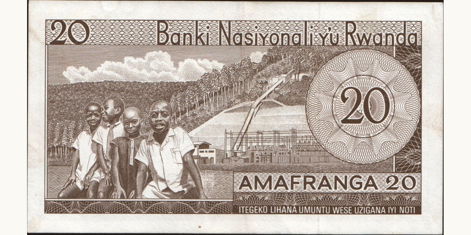 20 franc Руанда 1964 — Оборотная сторона