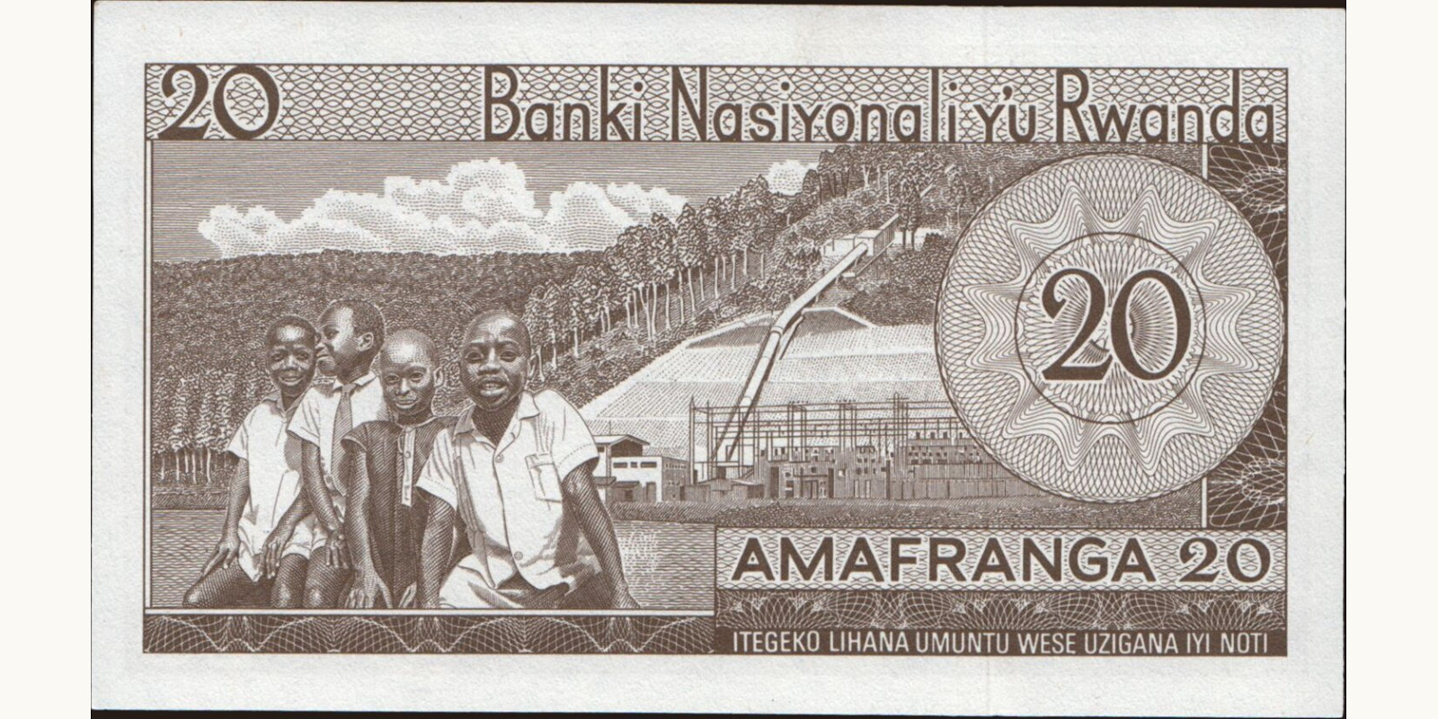 20 franc Rwanda 1974 — Back side
