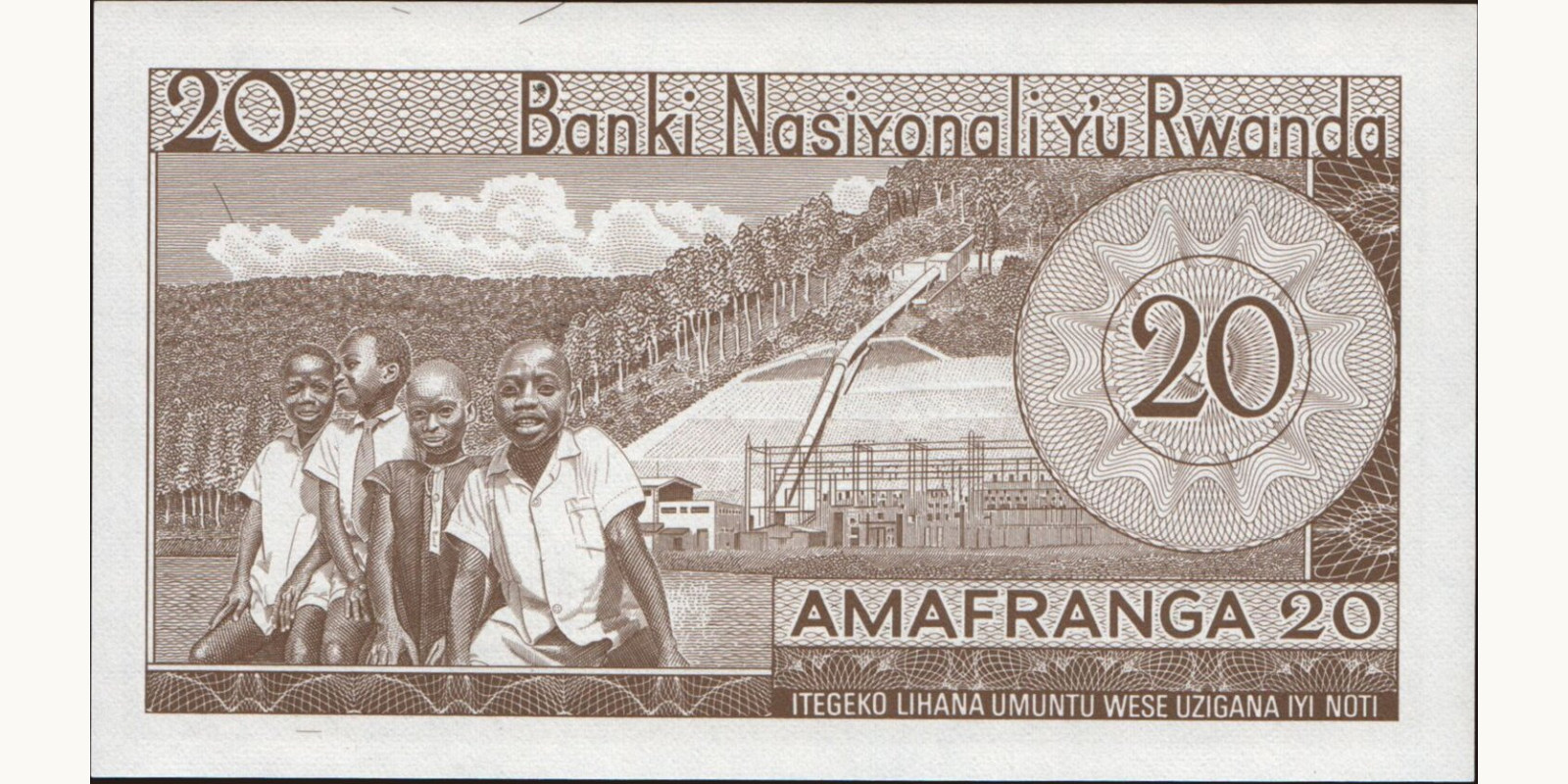 20 franc Rwanda 1976 — Back side