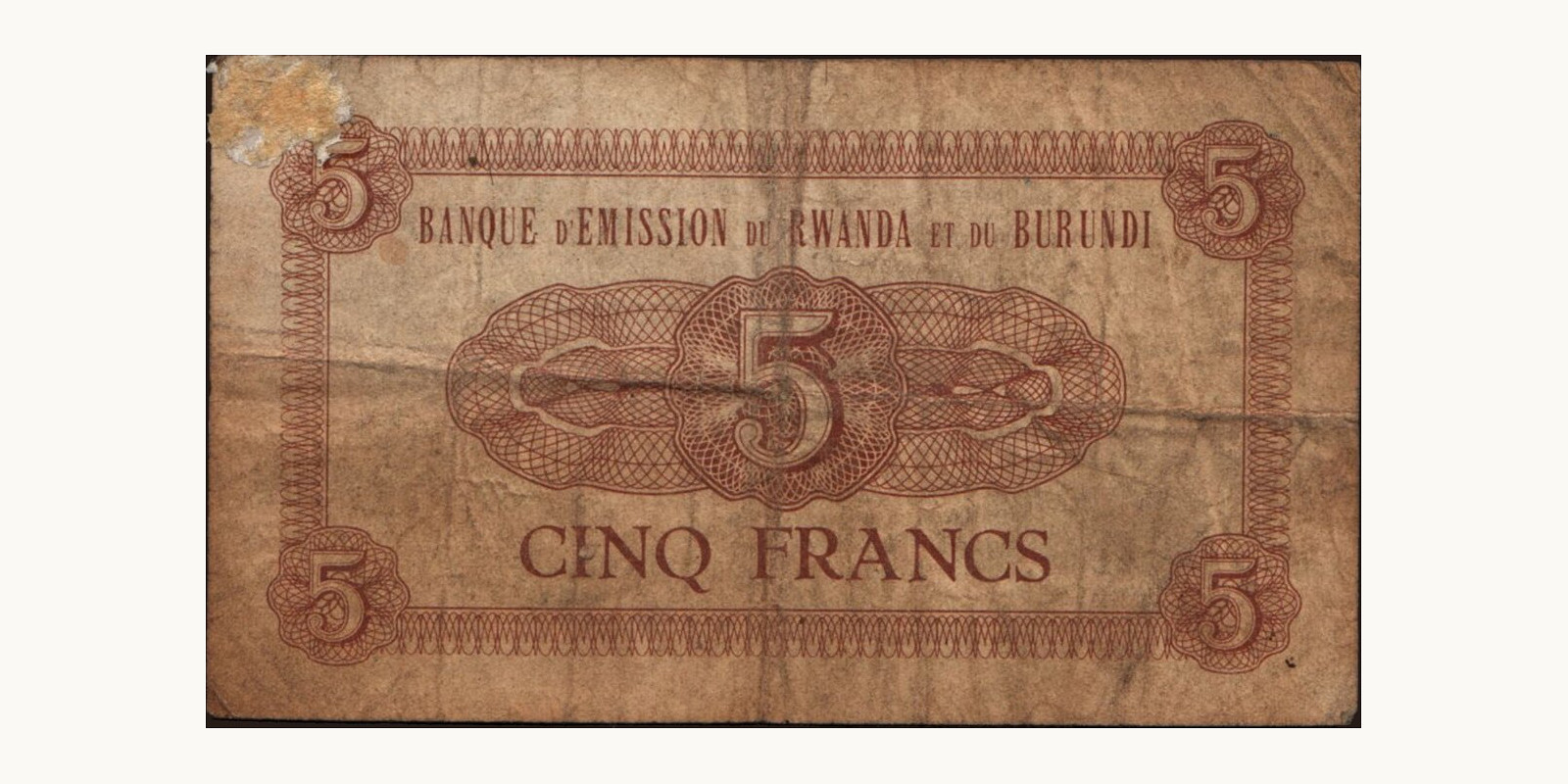 5 franc Руанда 1960 — Оборотная сторона