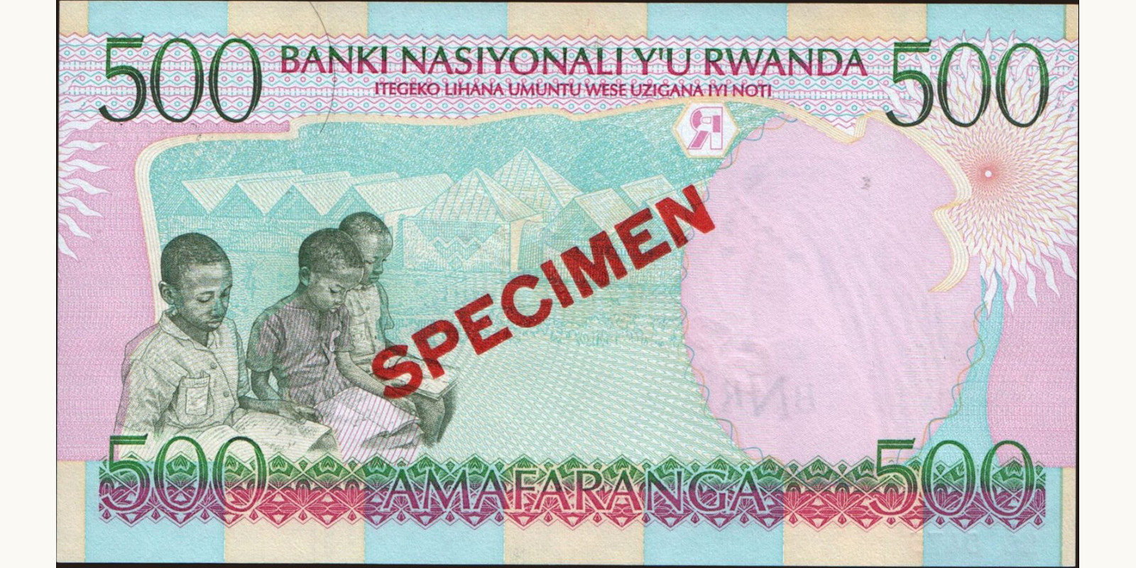 500 franc Руанда 1998 — Оборотная сторона