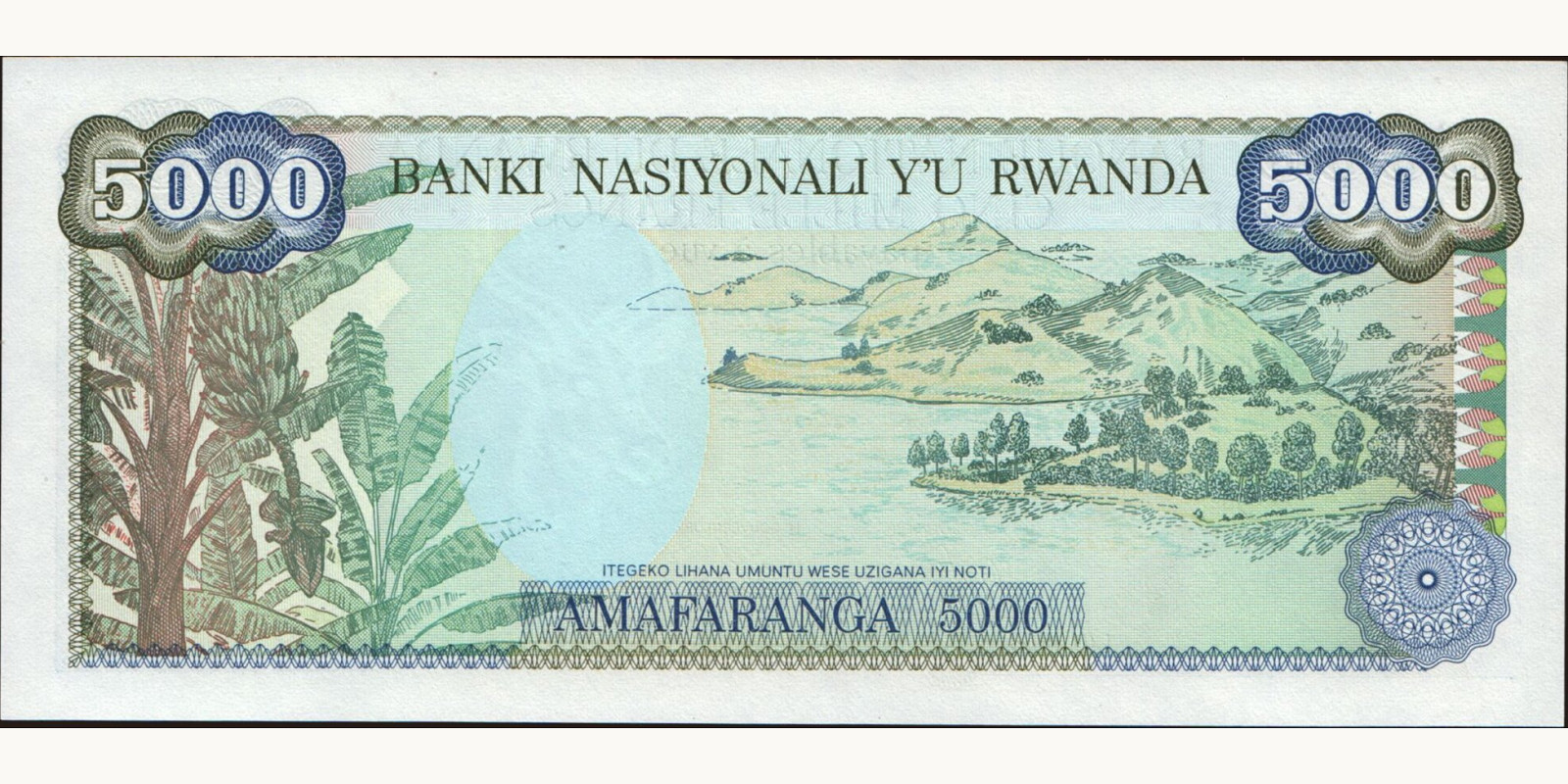 5000 franc Руанда 1988 — Оборотная сторона