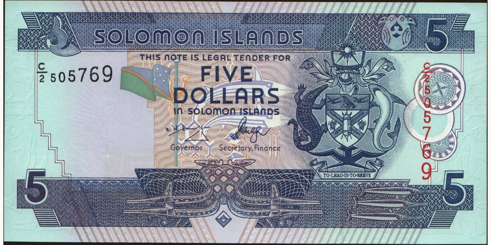 5 dollars Соломоновы о-ва 2004 — Лицевая сторона