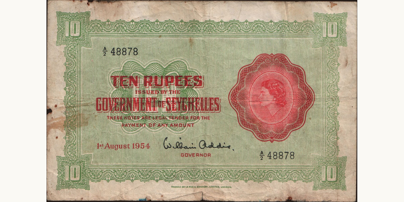 10 rupees 1954