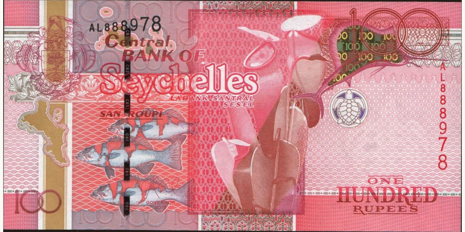 100 rupees Сейшельские о-ва 2013 — Лицевая сторона