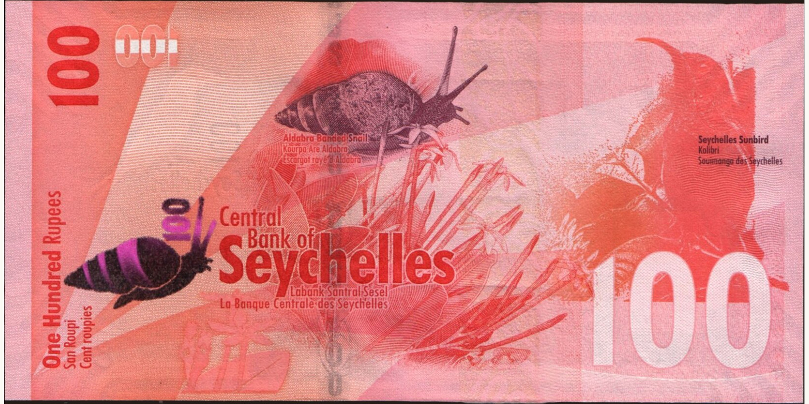 100 rupees Сейшельские о-ва 2016 — Оборотная сторона