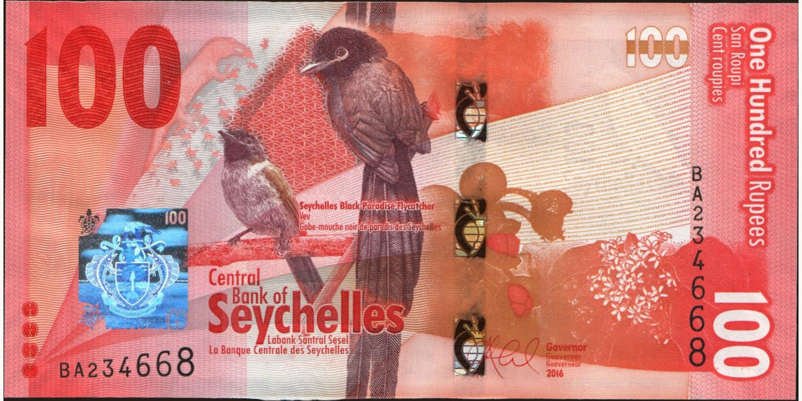 100 rupees Сейшельские о-ва 2016 — Лицевая сторона