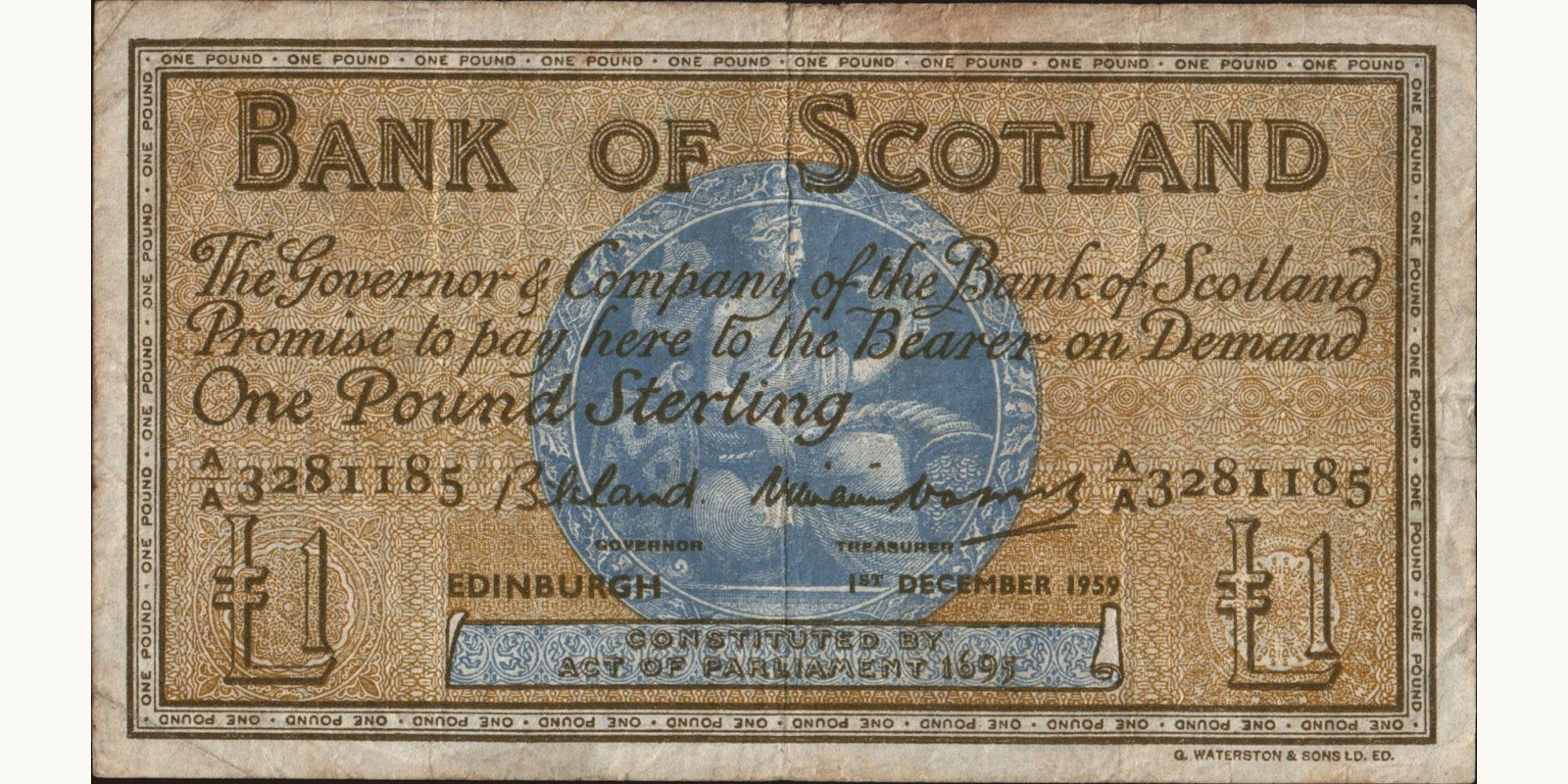 1 pounds Шотландия 1959 — Лицевая сторона