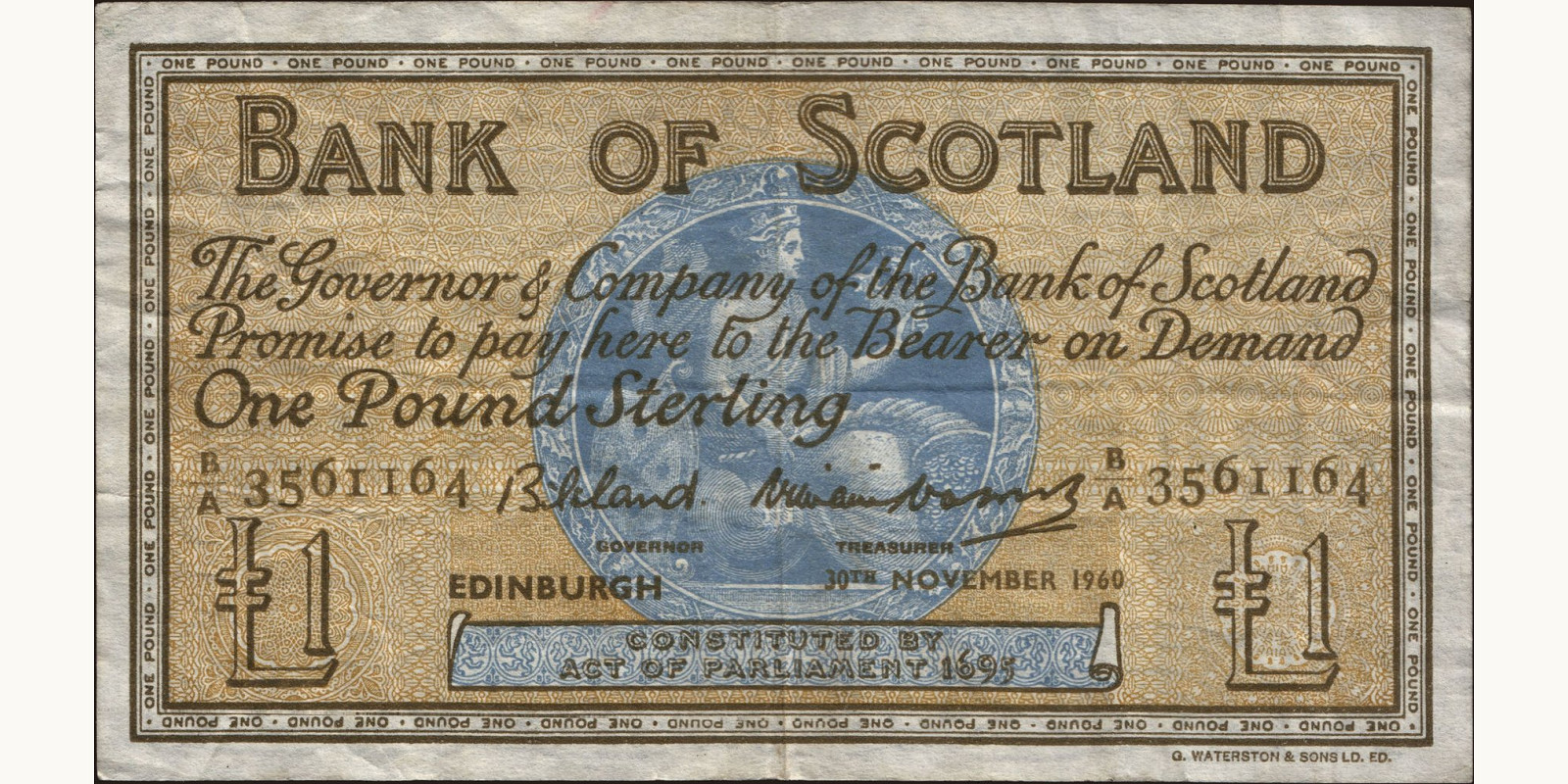 1 pounds Scotland 1960 — Front side