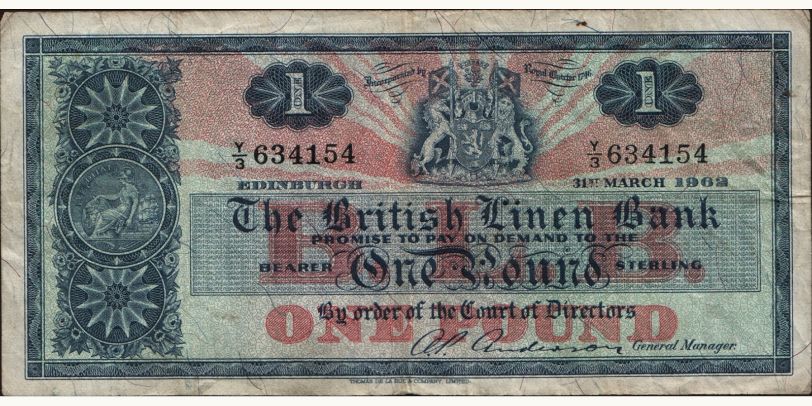 1 pounds Scotland 1962 — Front side
