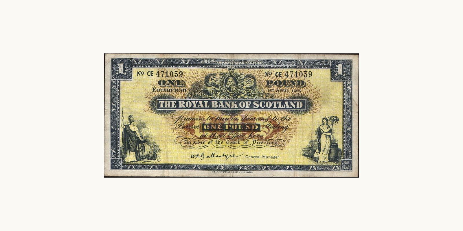 1 pounds Scotland 1965 — Front side