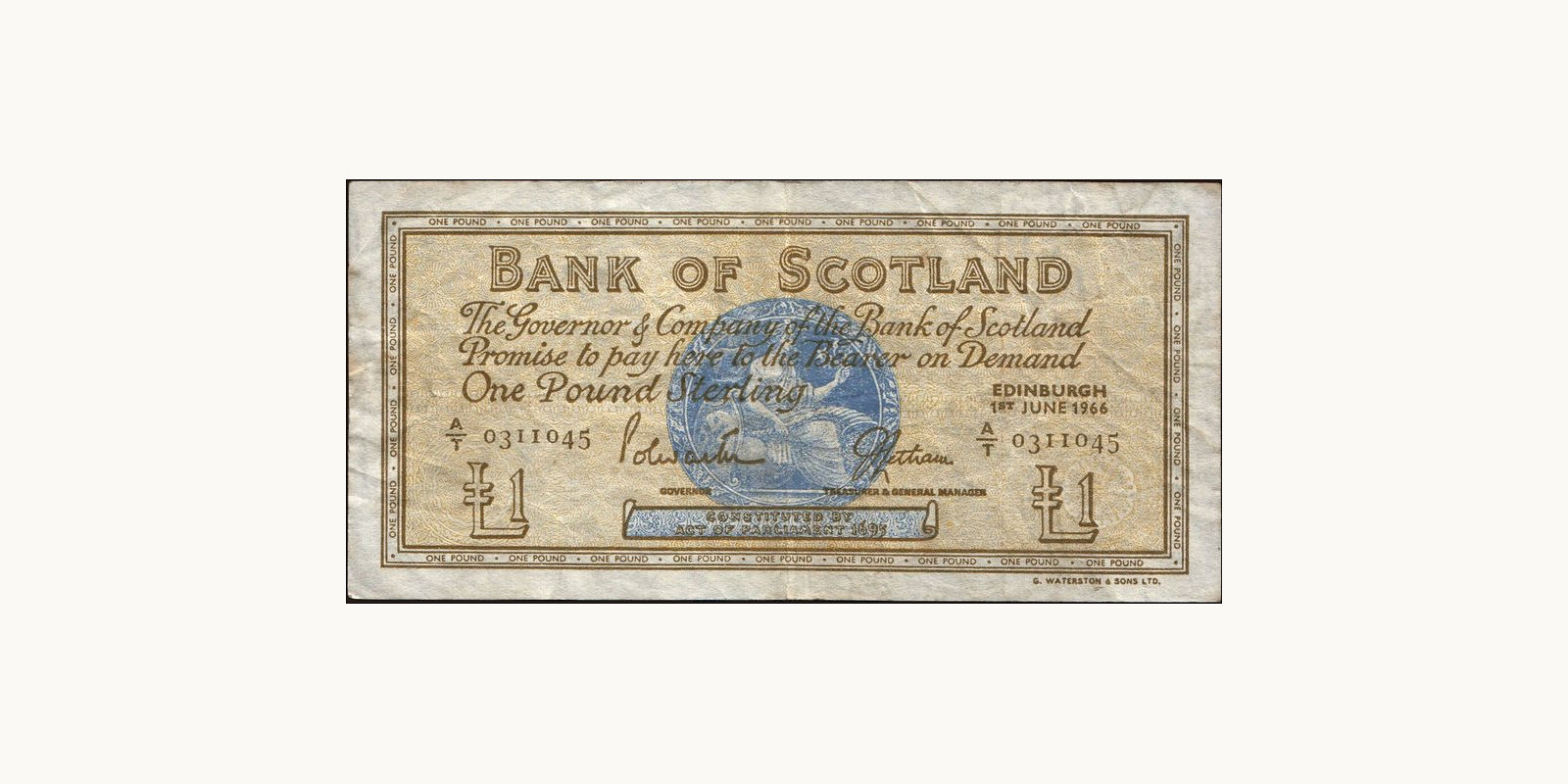 1 pounds Scotland 1966 — Front side