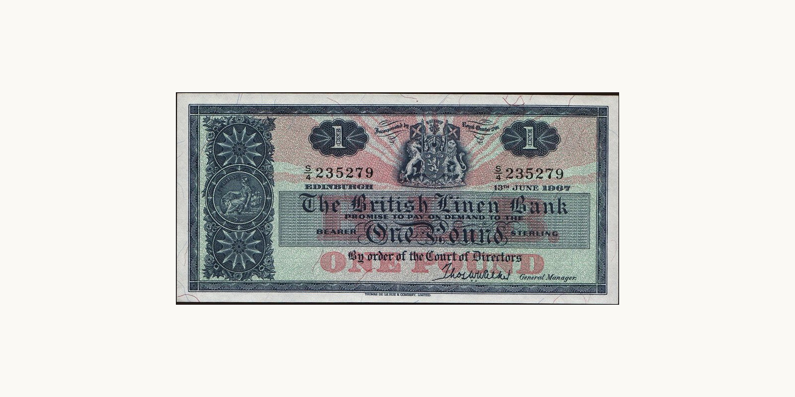 1 pounds Scotland 1967 — Front side