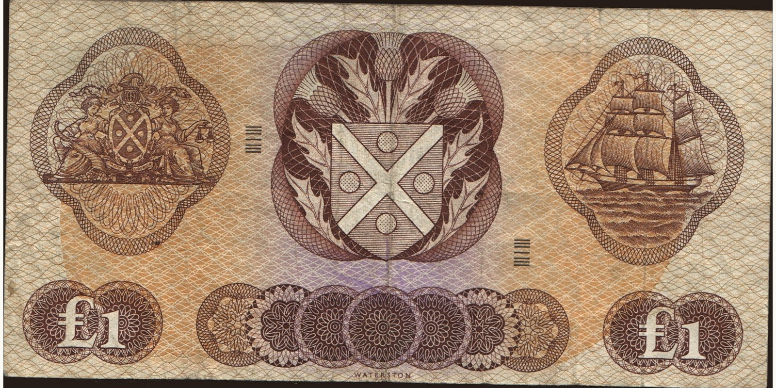 1 pounds Scotland 1968 — Back side
