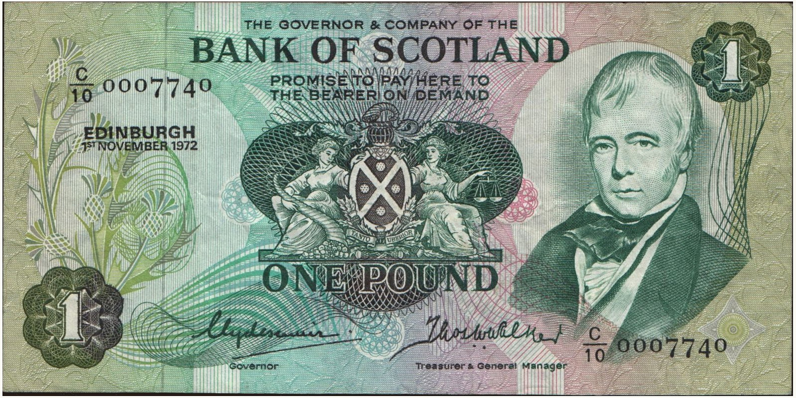 1 pounds Шотландия 1972 — Лицевая сторона