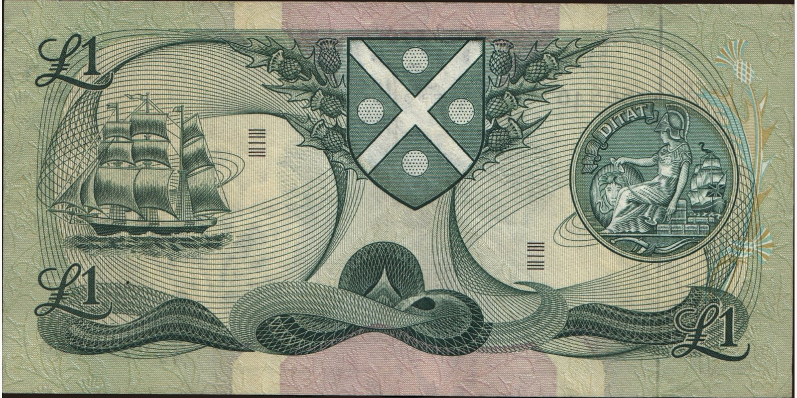 1 pounds Scotland 1975 — Back side
