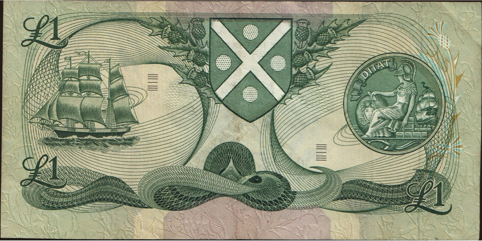 1 pounds Scotland 1980 — Back side