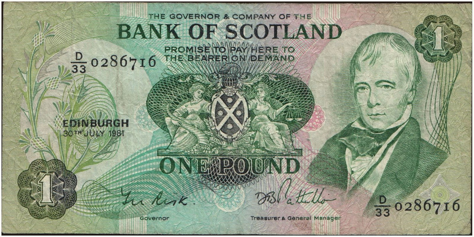 1 pounds Scotland 1981 — Front side
