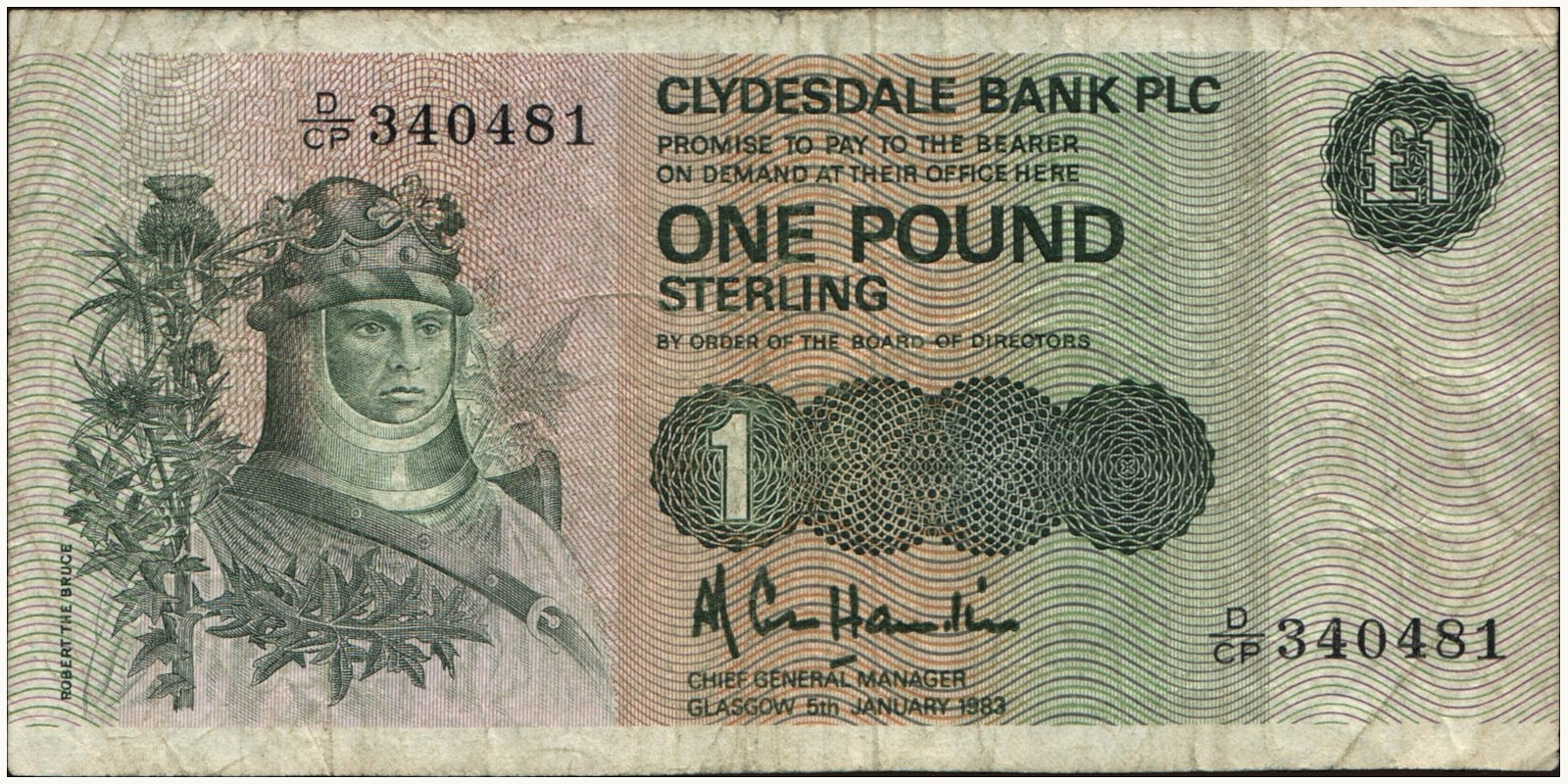 1 pounds Шотландия 1983 — Лицевая сторона