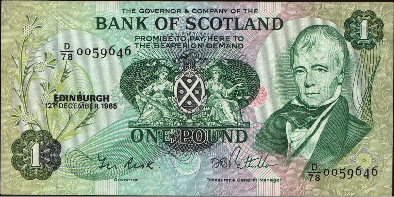 1 pounds Шотландия 1985 — Лицевая сторона