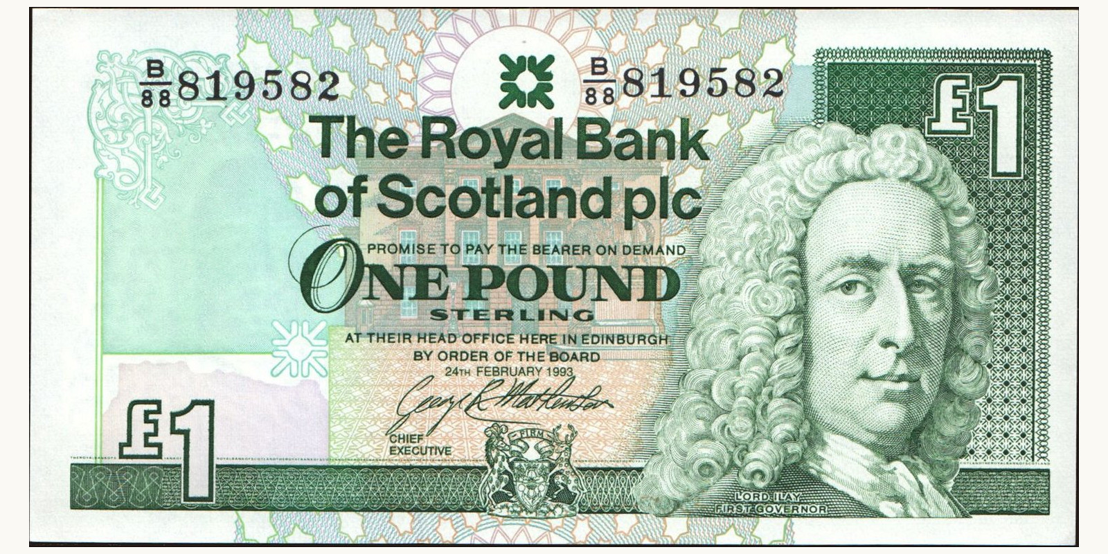 1 pounds Scotland 1993 — Front side
