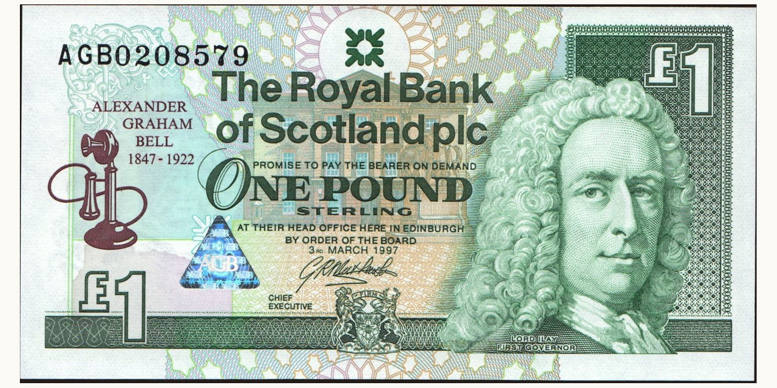 1 pounds Шотландия 1997 — Лицевая сторона