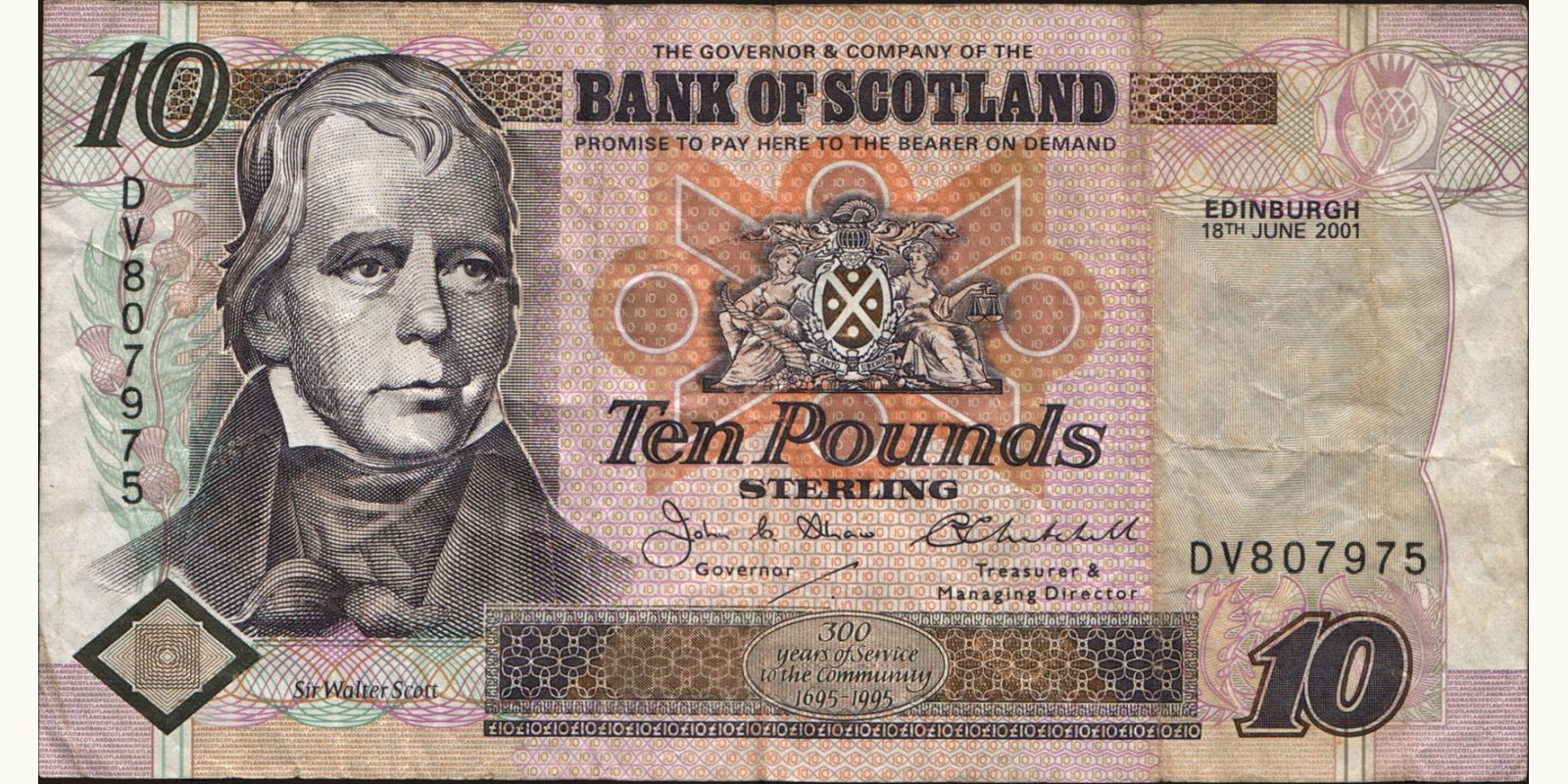 10 pounds Шотландия 2001 — Лицевая сторона