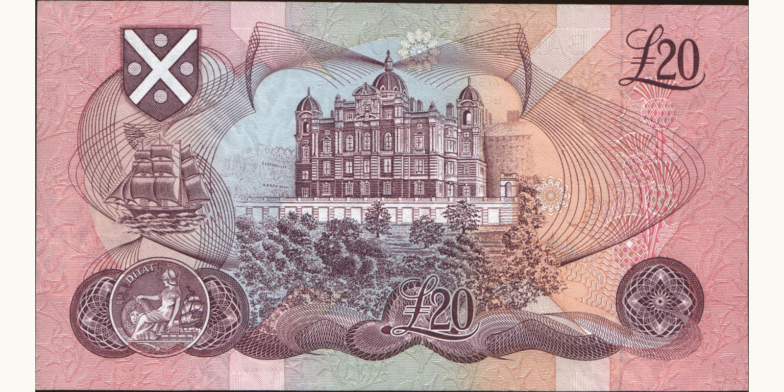 20 pounds Шотландия 1992 — Оборотная сторона