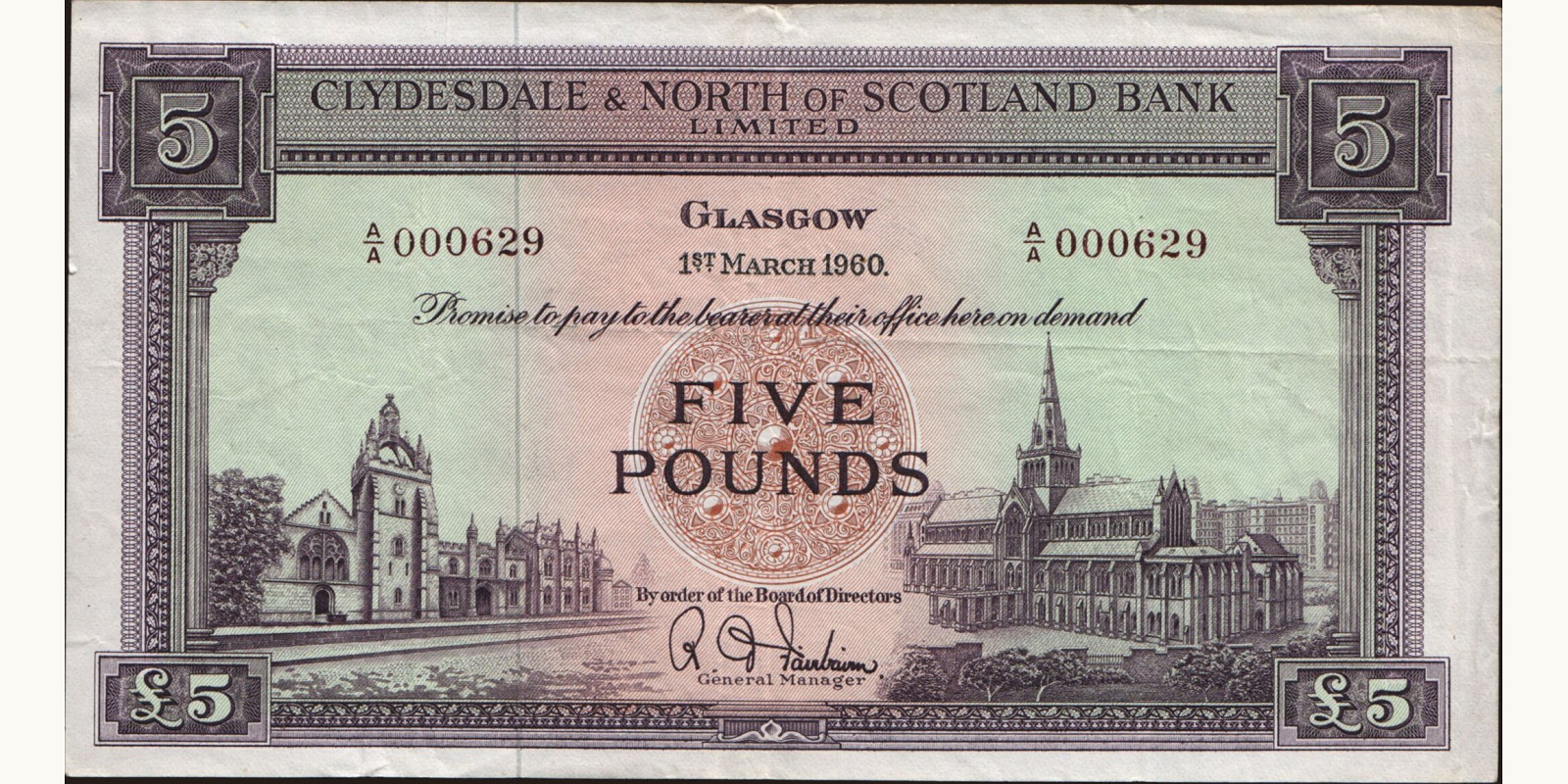 5 pounds Шотландия 1960 — Лицевая сторона