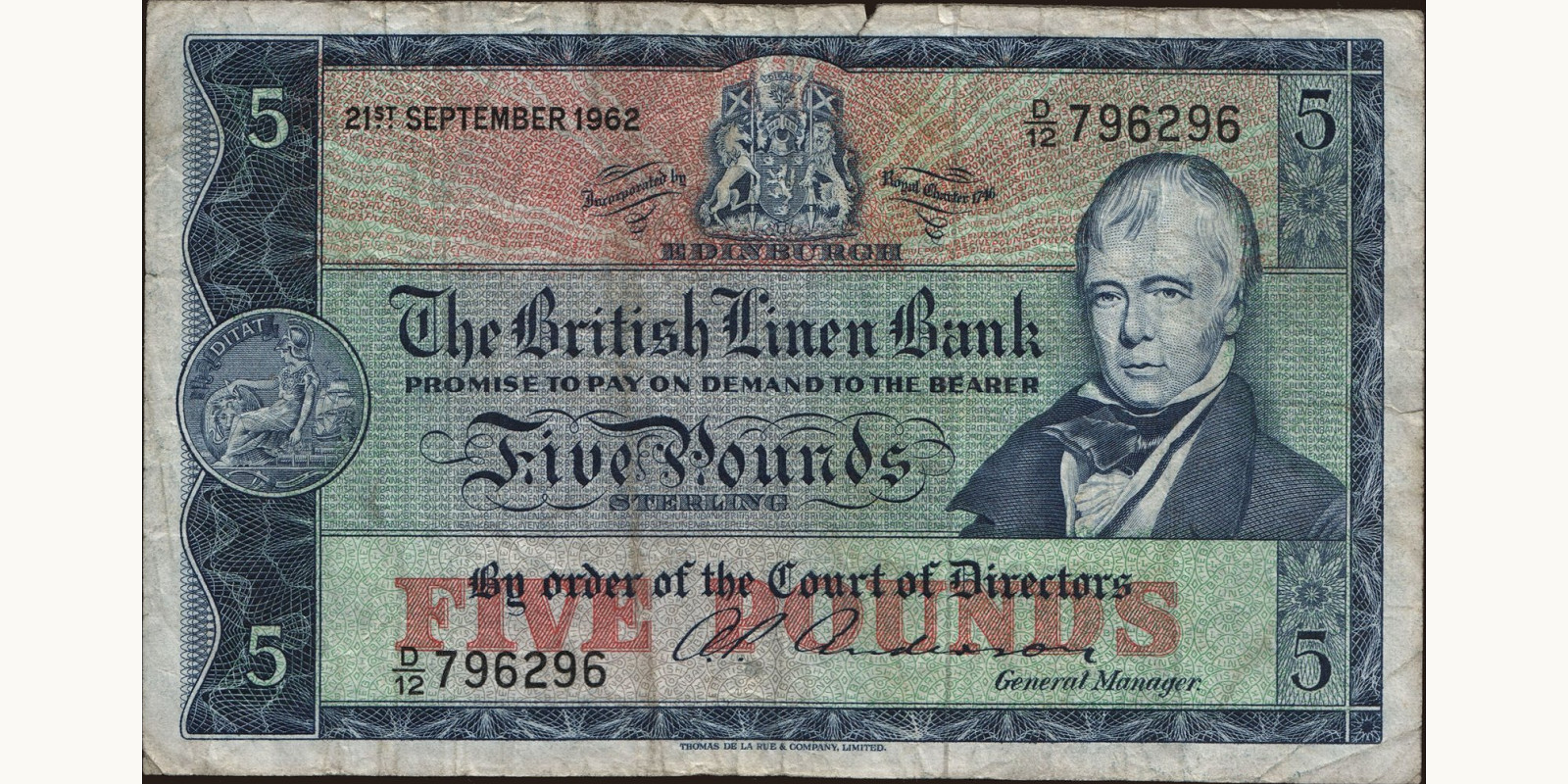 5 pounds Шотландия 1962 — Лицевая сторона