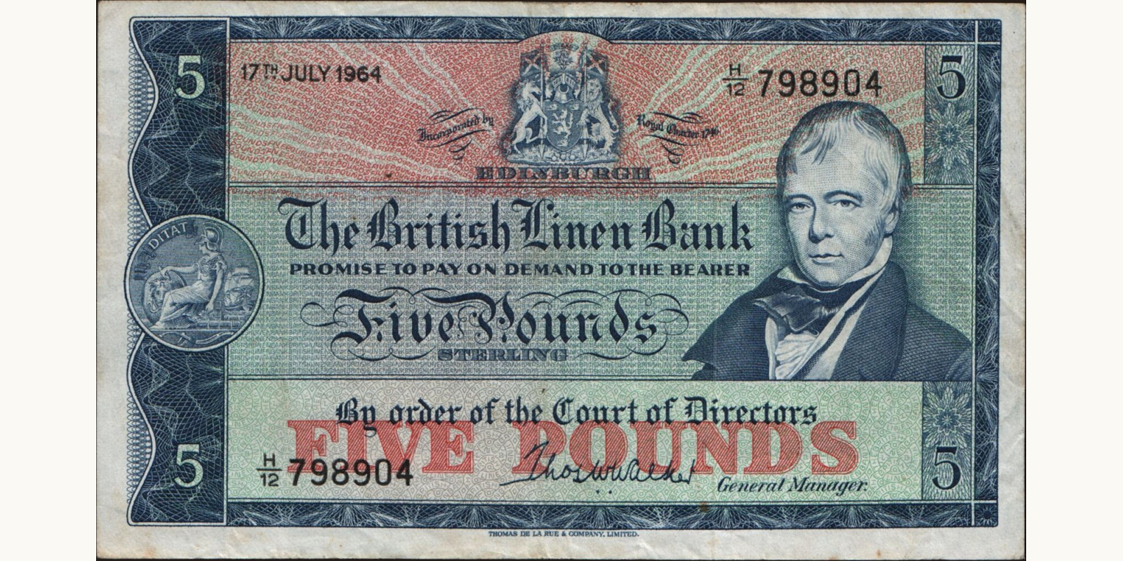 5 pounds Scotland 1964 — Front side