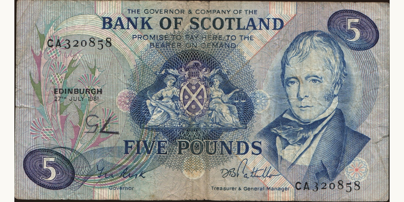 5 pounds Шотландия 1981 — Лицевая сторона