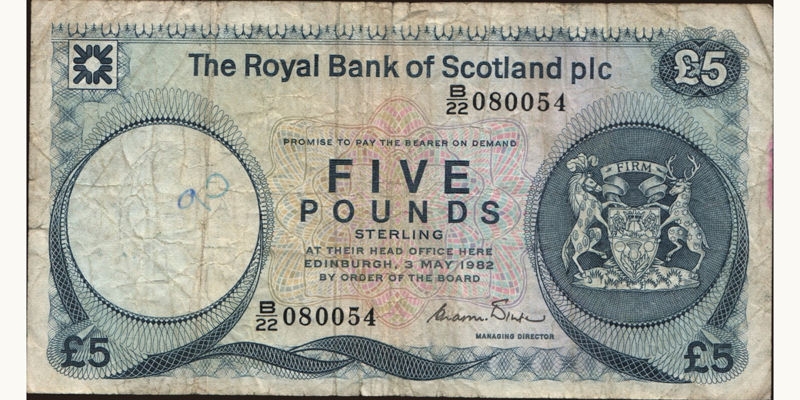 5 pounds Шотландия 1982 — Лицевая сторона