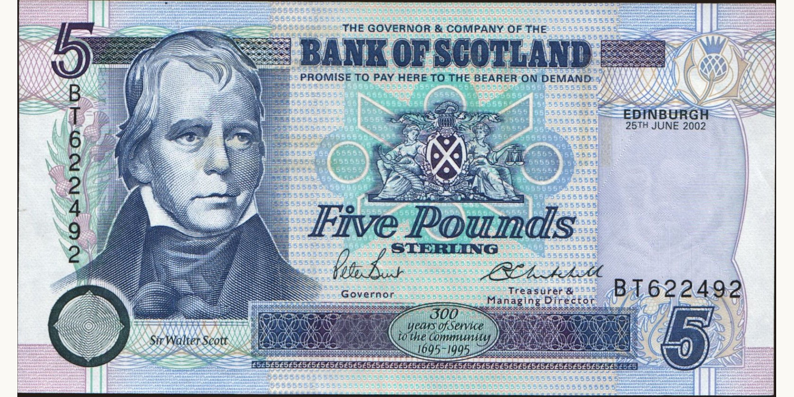 5 pounds Scotland 2002 — Front side