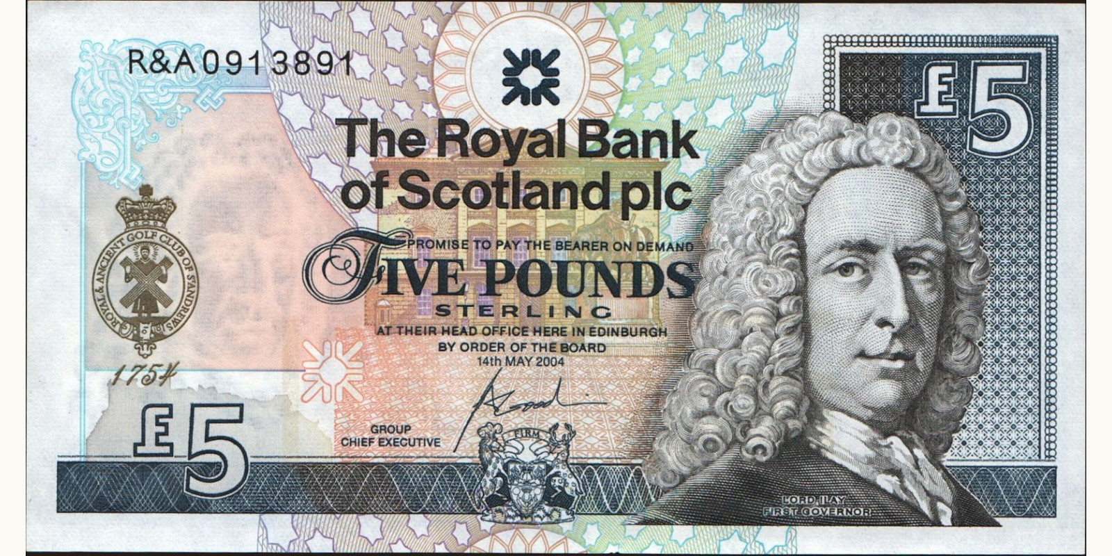 5 pounds Scotland 2004 — Front side
